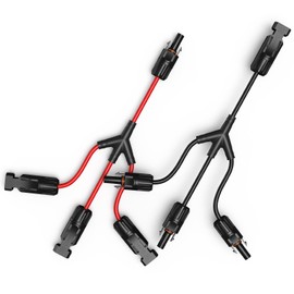 Bateria Power Solar Connectors 30A Y-Branch Cable, Solar Cable Parallel Adaptor Solar Panel Wire Connectors in Pair for Solar Panel (1*M/FFF+1*F/MMM) （Black and Red