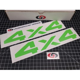 4x4 Decals (2pk) Tailgate Bedside Fender Stickers Fits 1993-2002 Ram Dakota (Gloss Lime Green)