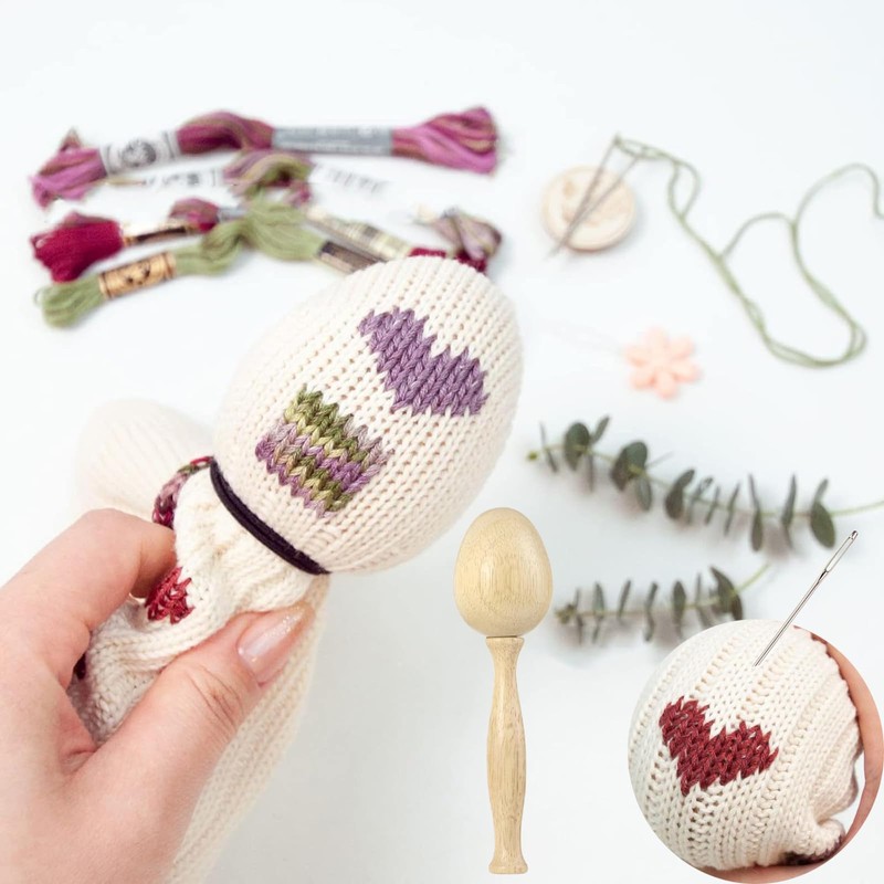 Darning Egg, Socks Wooden Darning Supplies Kit with 12 Pcs