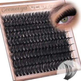 Geeneiya Volume Lash Clusters D Curvature Eyelash Clusters Thick Cluster Eyelash Extensions Wispy Individual Lashes Extensions Waterproof Lashes DIY at Home for Beginners with Lash Map