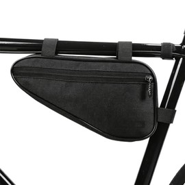 Bike Triangle Frame Bag, Bicycle Tube Storage Pouch, Strap-On Under Seat Tool Accessories Bag Fits MTB Mountain Road Bike (1.5 L) Black