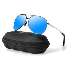 MXNXEU Aviator Sunglasses, Men’s Aviator Sunglasses, Polarised Aviator Sunglasses, Men’s Outdoor Pilot Unisex UV400 Driving Sunglasses, blue