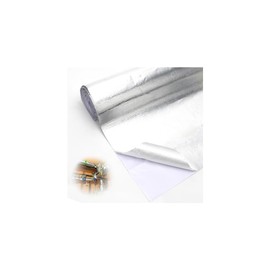 Aluminisierte Hitzeschutzmatte, 60 x 280 cm Hitzeschutzmatte Selbstklebend Kleberücken, Aluminium Glasfaser Blatt, hoher Temperaturschutz, für Schlauch und Automatische Verwendung