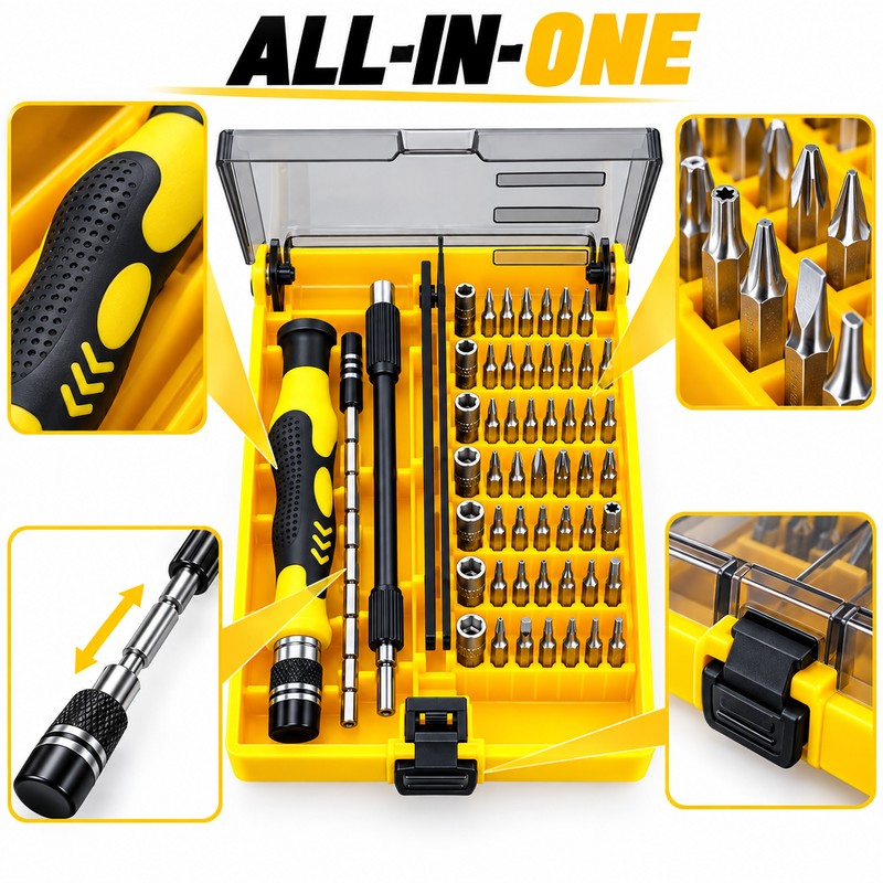45-in-1 Magnetic Precision Screwdriver Set – Multi-Bit Repair Tool Kit