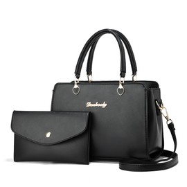 Xiaoyu Fashion Purses and Handbags for Women Elegant Crossbody bag Ladies Top Handle Satchel Shoulder Bags 2-Piece Set Small Totes (Black)