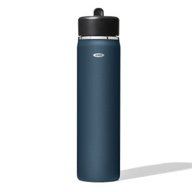 OXO Strive 24oz Wide Mouth Water Bottle with Straw Lid - Dark Cobalt