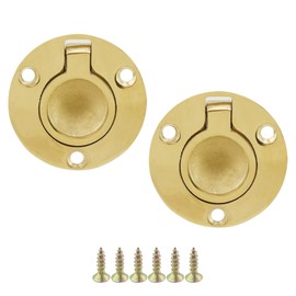FarBoat 2 Pcs Boat Hatch Latches Recessed Door Pull Finger Pull Cabinet Handles Stainless Steel Hidden Furniture Pulls for Drawer and Flat Floor, Gold