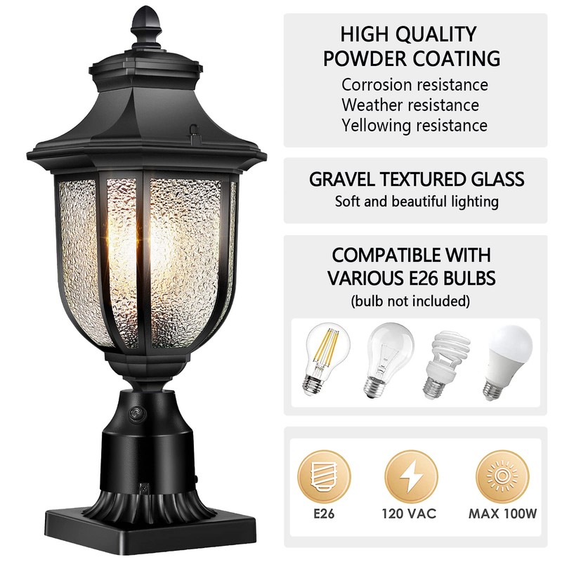 XANGQAN Dusk to Dawn Outdoor Post Lights Light Hardwired 120V