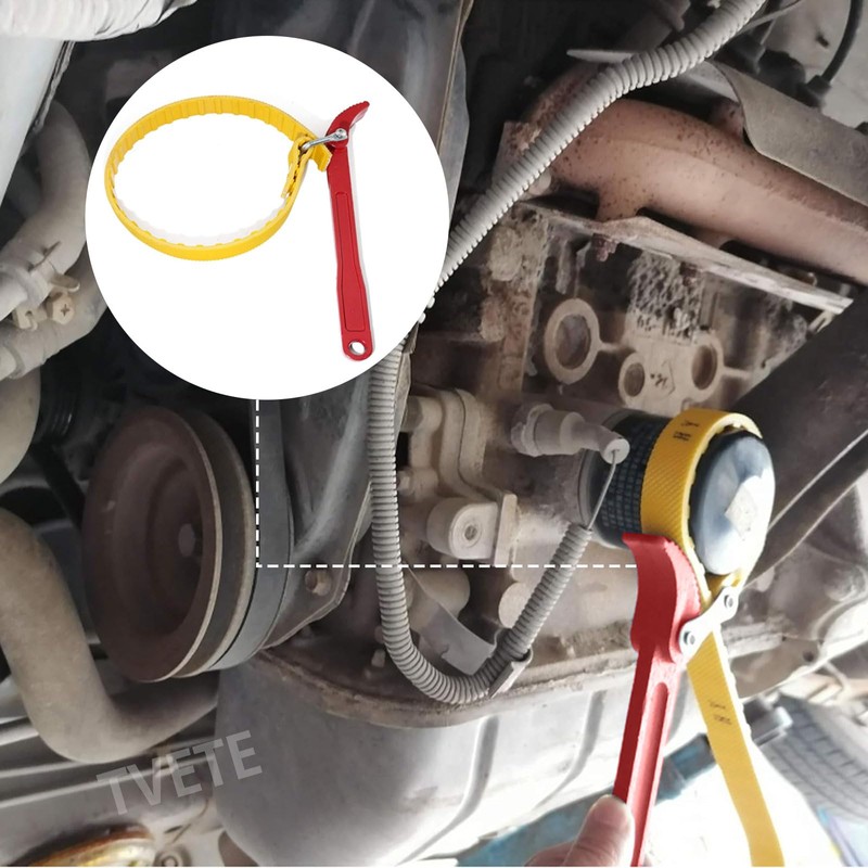 TVETE Oil Filter Wrench, Rubber Strap Wrench, Adjustable Strap, Multi-functional