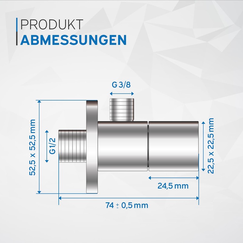 kör4u Design Angle Valve 1/2 x 3/8 Inch Square Water