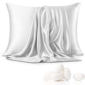 Aspire Homeware White Pillow Cases 2 Pack - Super Soft Satin Pillowcase Feels Like Silk Pillowcase - Hypoallergenic Standard Size Silky Pillow Cover for Hair and Skin Care (50x75cm)