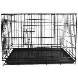 Elevon Foldable Double Door Dog Crate with Leak-Proof Tray, 30-Inch