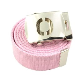 Capital Initial "O" Canvas Military Web "Light Pink" Belt & Silver Buckle 60 Inch