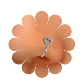 Erimberate Punk Crystal Nose Ring Silver Hollow Heart Clip On Nose Ring Cz Paved Heart Nose Ring Rhinestone Cutout Heart Nose Ring Hoop Jewelry for Women and Girls Gifts