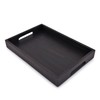 EDHAS Acacia Wood Rectangle BLACK Serving Tray for Breakfast Dinner