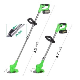 Electric Weed Wacker 21V String Trimmer,Cordless Trimmers with 4 Types Blades, 2 Li-ion Batteries, 1 Charger,Grass Cutter Used for Dense Weeds and Garden Yard Trimming (Green)