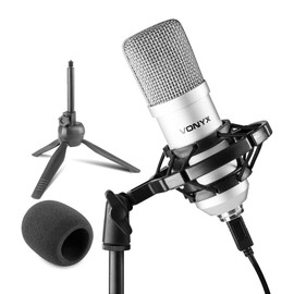 VONYX USB Studio Condenser Microphone Kit with Shock Mount, Tripod Stand & VH120 Over-Ear Headphones for Gaming, Podcasting, Recording, Broadcasting - Compatible with Windows PC & Mac OS