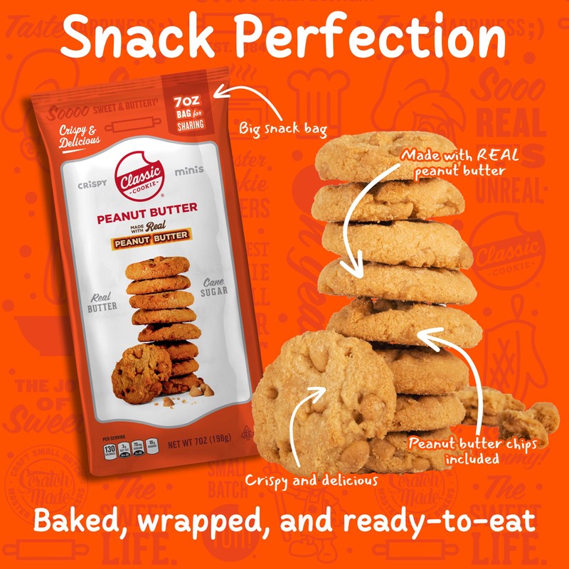 Classic Cookie, Crispy Mini Cookies, Peanut Butter 7oz, 2 Bags