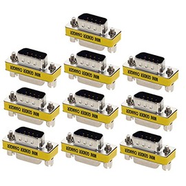 Heyiarbeit 9-pin 2-Row DB9 VGA Gender Changer Male to Female Mini Gender Changer Coupler Adapter Connector for Serial Applications Blue 10pcs