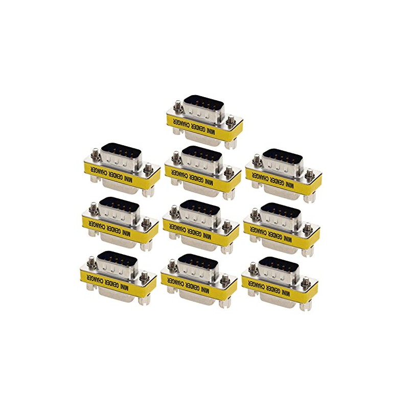 Heyiarbeit 9-pin 2-Row DB9 VGA Gender Changer Male to Female