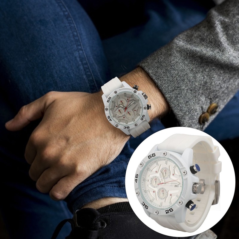 Waterproof Chronograph Watch Fashion Casual Mechanical Silicone Calendar Business Watch