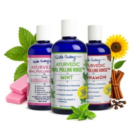 Dale Audrey Ayurvedic Organic Oil Pulling for Teeth and Gums | Oral Rinse Alcohol Free Mouthwash Essential Oils for Bad Breath | Healthy Gums Teeth & Fresh Breath (8 Fl Oz (Pack of 3), Variety Pack)