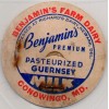 Milk Bottle Cap - Benjamin's Farm Dairy - Conowingo, Maryland - GUERNSEY MILK-DE