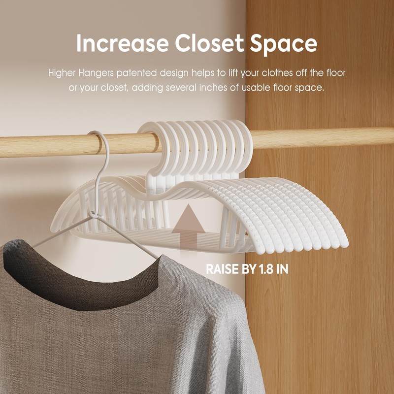 Premium Plastic Coat Hanger with 360 Swivel Hook, 20 Pack,