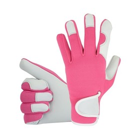 COLOURLINX Ladies Leather Gardening Thorn Proof Rigger Work Gloves, Safety Working Girls Women Garden Tools Mechanic Breathable Non-Slip Protection Mittens (Pink, S)