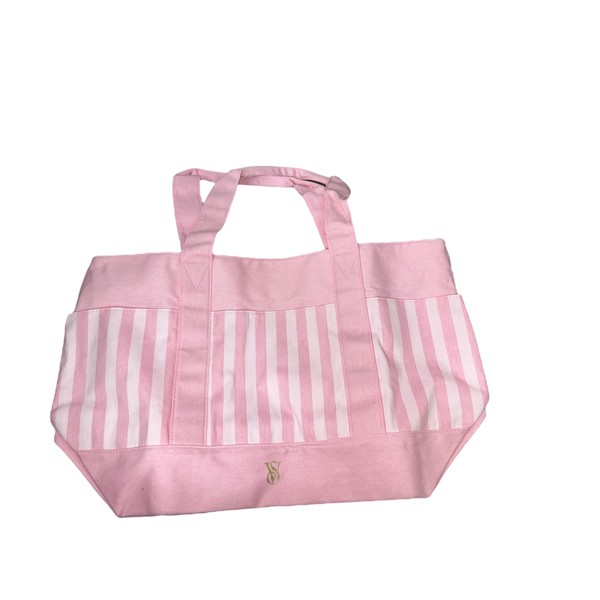 Victoria's Secret Striped Weekender Canvas Zipper Tote Beach Gym Travel