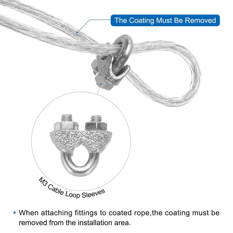 TOP-VIGOR 2mm Vinyl Coated Wire Rope, 6m / 20ft Galvanized