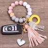 UpUDo Keychain Bracelet Wristlet, Silicone Beaded Key Ring Bracelet, Elastic