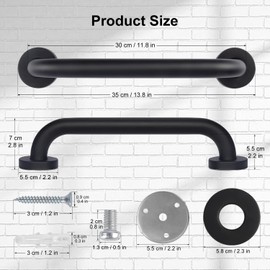 supregear Bathroom Grab Bar, 30 cm Non-Slip 201 Stainless Steel Bathroom Safety Grab Bar Oil Rubbed Black Hand Rail for Bathtub Toilet Kitchen Bedroom Shower, Concealed Screw Wall Mounted