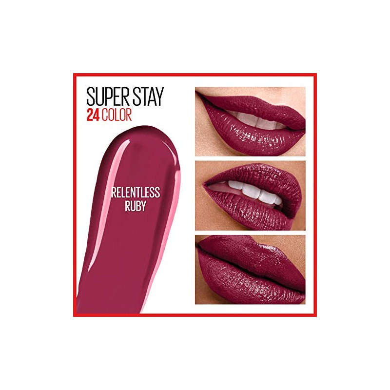 Maybelline SuperStay 24 2-Step Liquid Lipstick Makeup, Relentless Ruby, 1