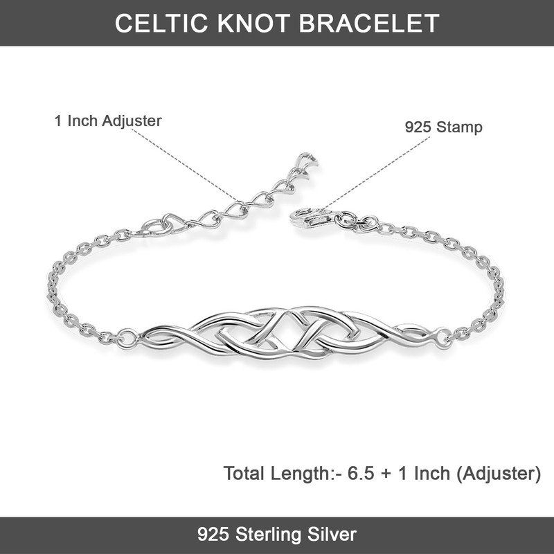LeCalla 925 Sterling Silver Celtic Bracelets for Women | Trinity