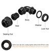 LeMotech M16 Cable Gland, 90 Degree Adjustable 6-10mm Strain Relief,