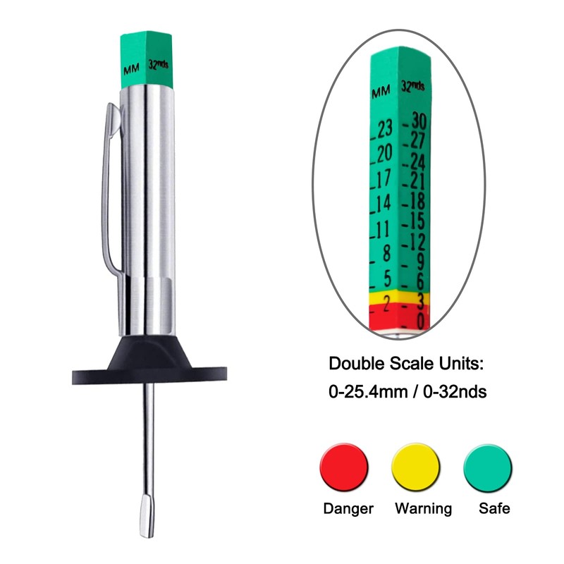 GODESON Tire Tread Depth Gauge,Two-Sided Smart Color Coded Tire Tread