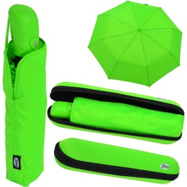 iX-brella First Class Umbrella with Case - Sturdy Large Stormproof, Green, Automatic pocket umbrella