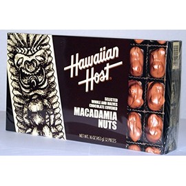Hawaiian Host SELECTED WHOLE AND HALVES CHOCOLATE COVERED MACADAMIA NUTS GIFT BOX NET WT 16 OZ (453 g)