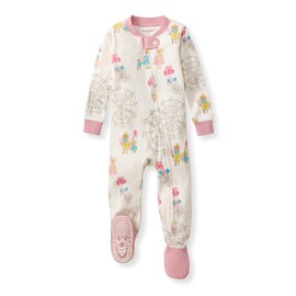 Burt's Bees Baby Baby Girls Pajamas, One-Piece Footed Sleeper PJs, Non-Slip Snug Fit for Infants 12, 18, and 24 Months