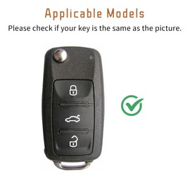 OFF WE GO Car Key Cover for VW Volkswagen Golf MK5 Polo Up Jetta Caddy Beetle Seat Ibiza Leon Skoda Fabia Tiguan Transporter, TPU Car Key Protective Case 3 Button Key Shell Flip Key - White Silver