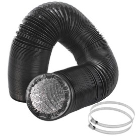 4 Inch Duct Hose by 12 Feet, Eau Black Flexible 4-Layers Aluminum Dryer Vent Tube Transition Duct Air Hose with 2 Screw Clamps Great for HVAC Duct, Clothes Dryer Duct, Air Duct
