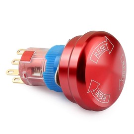 CLDIY Metal Emergency Stop Button Switch, 16 mm 5 A 250 VAC 6-Feet Emergency Stop Power-off Round Self-locking Waterproof Mushroom Cap Switch with 2 NO & 2 NC