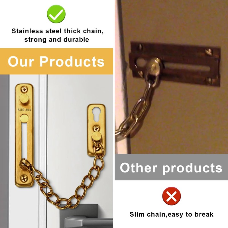MSPEBEC Anti-Theft Chain 304 Stainless Steel Door Chain with Screw