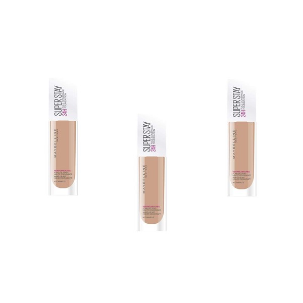 Maybelline New York Superstay 24H Long-Lasting Liquid Foundation 40 Fawn Pack of 3 x 30 ml