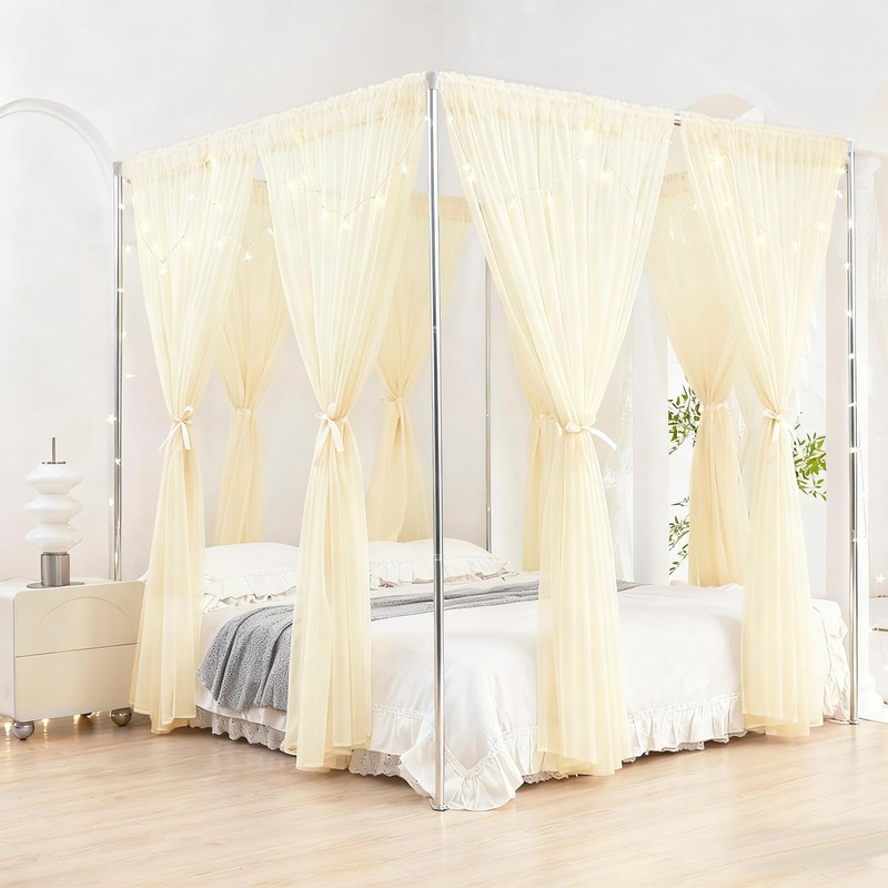 Canopy Bed Poles Stainless Steel Metal Frame 4 Corner Post