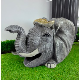 coolboy Elephant Sculpture Gutter Diverter Rain,Deco Gutter Extension Downspout, Eco-Friendly Resin Gutter Extender Diverter,Splash Block, Perfect Rain Gutter Downspout Extension for 3"x4" Downspouts