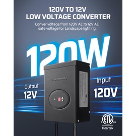 DEWENWILS 120W Low Voltage Landscape Transformer, Outdoor Transformer with Timer and Photocell Sensor, 120V AC to 12V AC, Weatherproof, for LED Lighting, Spotlight, Pathway Light, ETL Listed