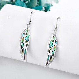 DAYLINLOVE Wings Earrings 925 Sterling Silver Guardian Angel Wings Dangle Drop Earrings Abalone Shell Angel Wings Jewelry for Women Girls