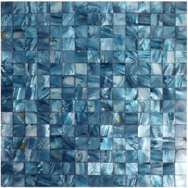 MOP Mother of Pearl Peel and Stick Backsplash Shell Mosaic Subway Tile, for Living Room Background Wall and Kitchen 12"x12" Dark Blue 1 Sheet